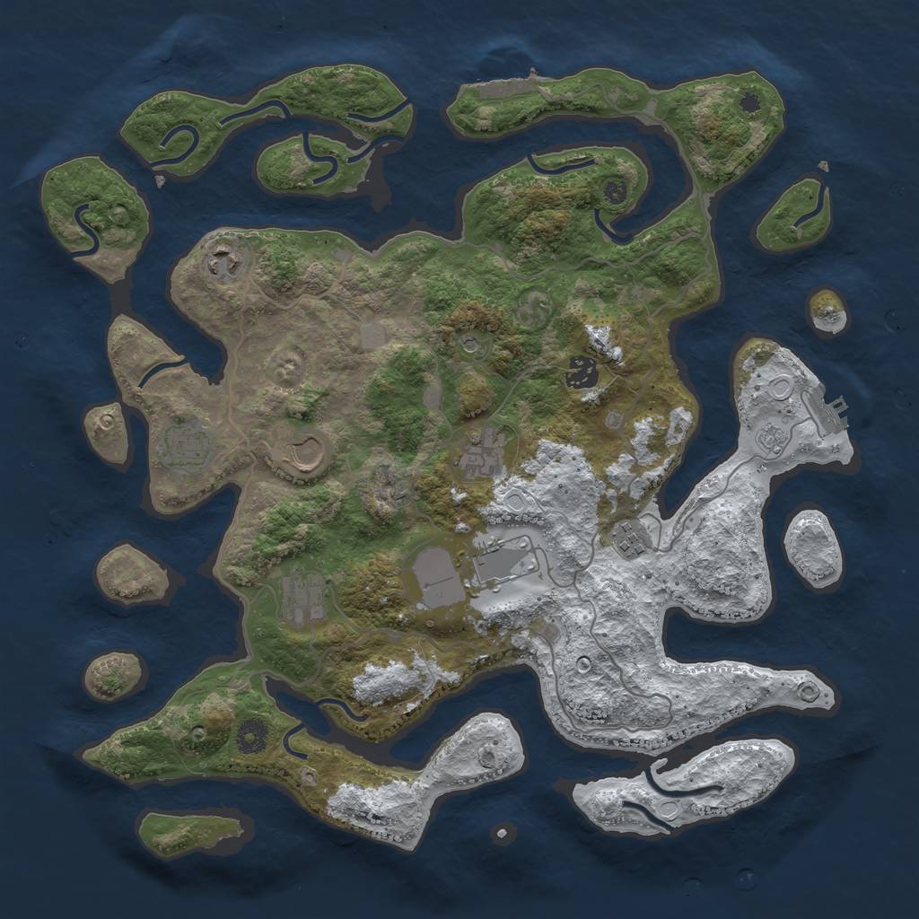 Rust Map: Procedural Map, Size: 4000, Seed: 1723203, 17 Monuments