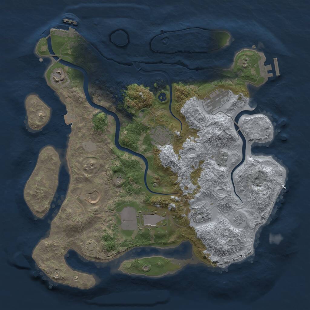 Rust Map: Procedural Map, Size: 3500, Seed: 5445891, 13 Monuments