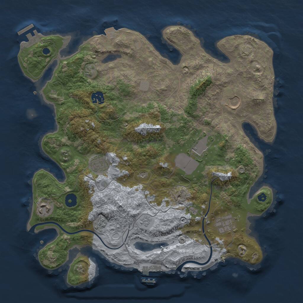 Rust Map: Procedural Map, Size: 3500, Seed: 185804, 13 Monuments