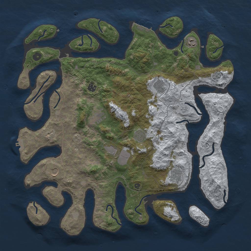Rust Map: Procedural Map, Size: 4500, Seed: 231845, 18 Monuments