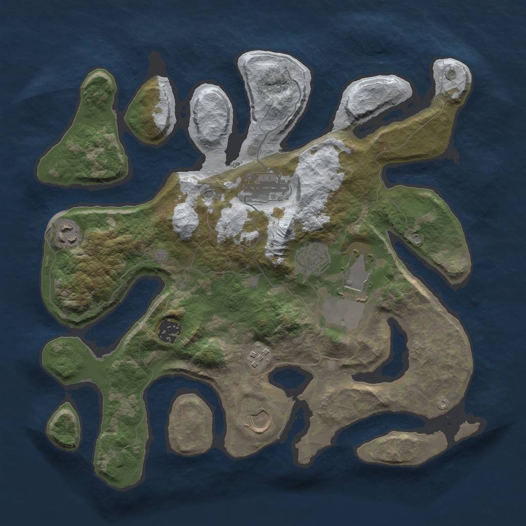 Rust Map: Barren, Size: 3500, Seed: 3257925, 10 Monuments