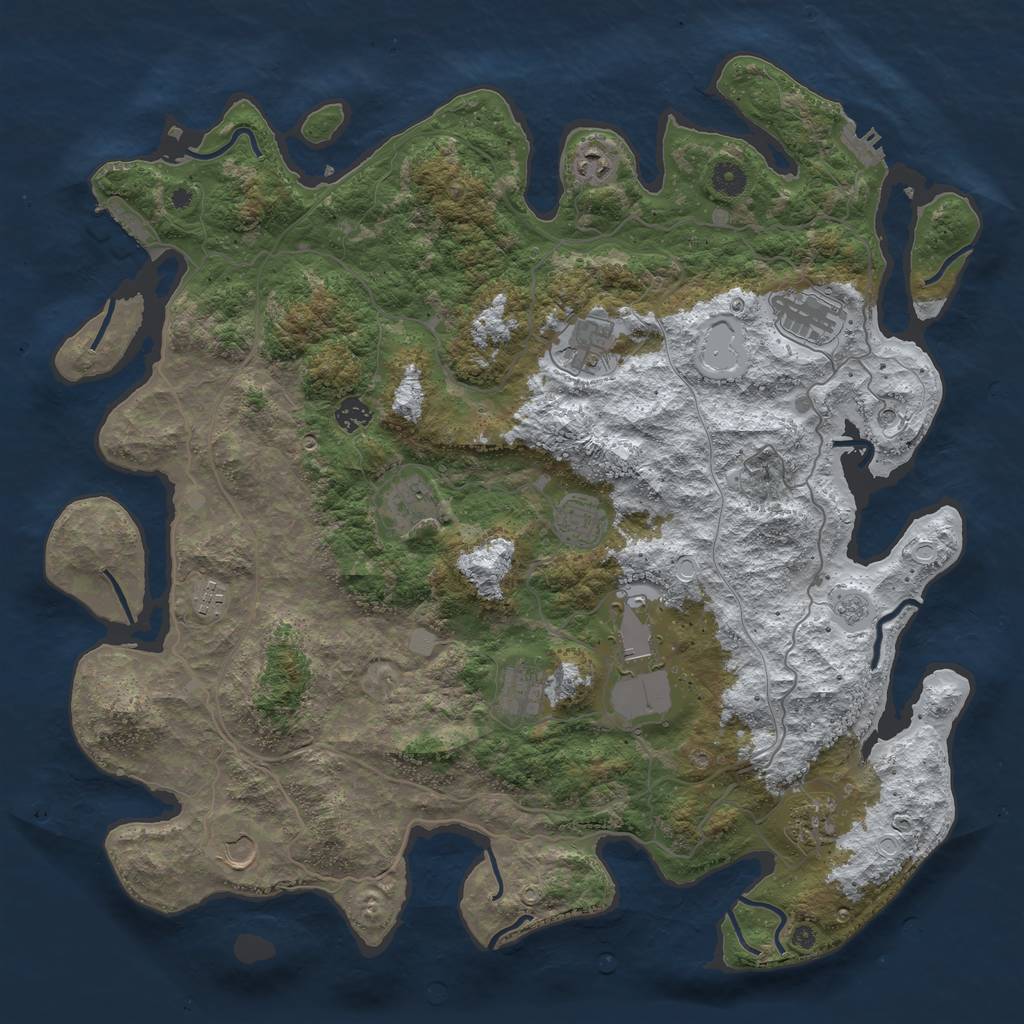 Rust Map: Procedural Map, Size: 4500, Seed: 2262889, 20 Monuments