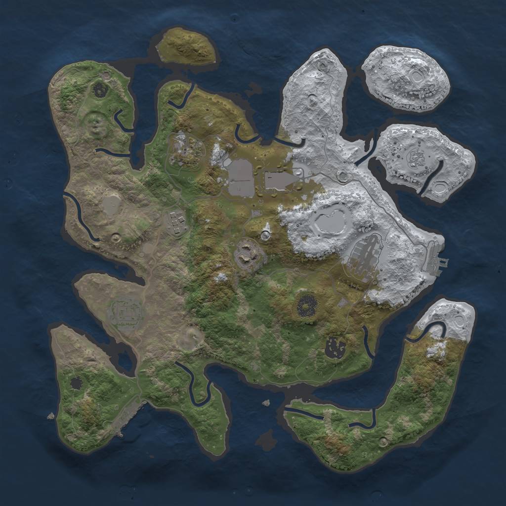 Rust Map: Procedural Map, Size: 3500, Seed: 939851, 15 Monuments