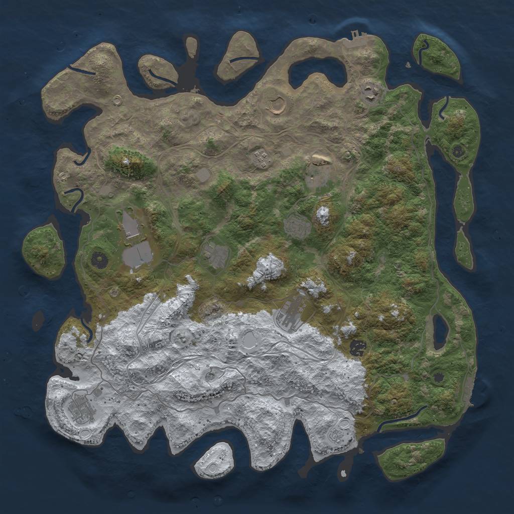 Rust Map: Procedural Map, Size: 4500, Seed: 145994, 19 Monuments