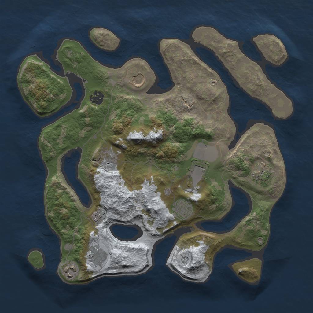 Rust Map: Barren, Size: 3500, Seed: 1065180, 12 Monuments