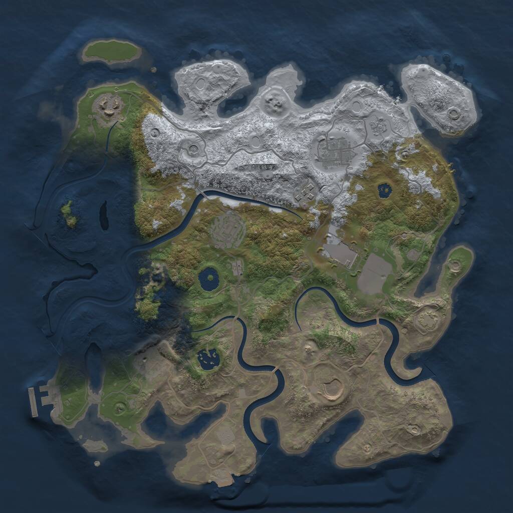Rust Map: Procedural Map, Size: 3500, Seed: 2952542, 13 Monuments