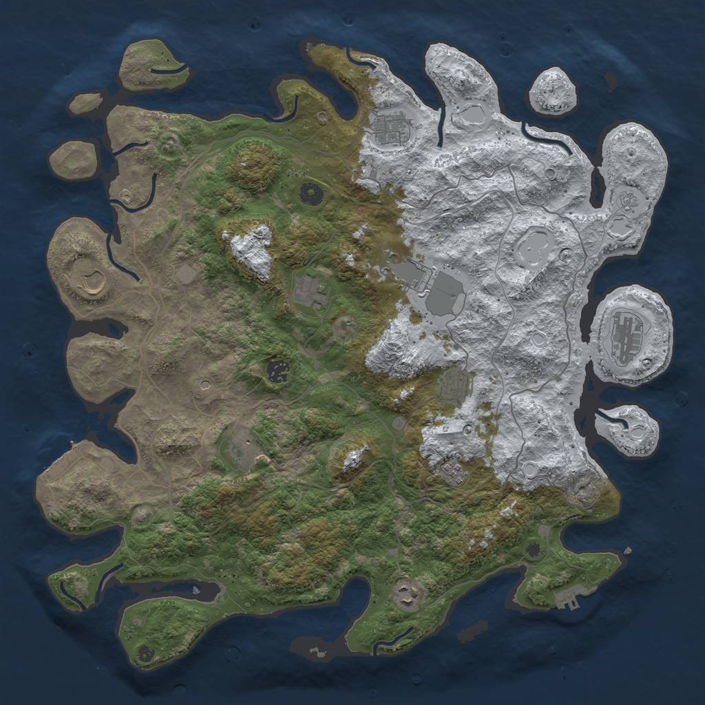 Rust Map: Procedural Map, Size: 4500, Seed: 2313628, 19 Monuments