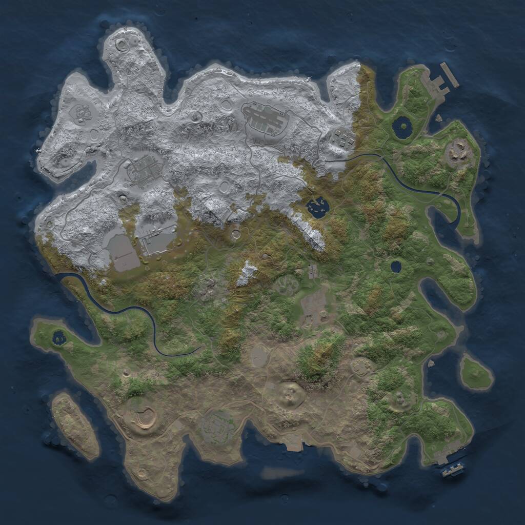 Rust Map: Procedural Map, Size: 3750, Seed: 690412, 15 Monuments
