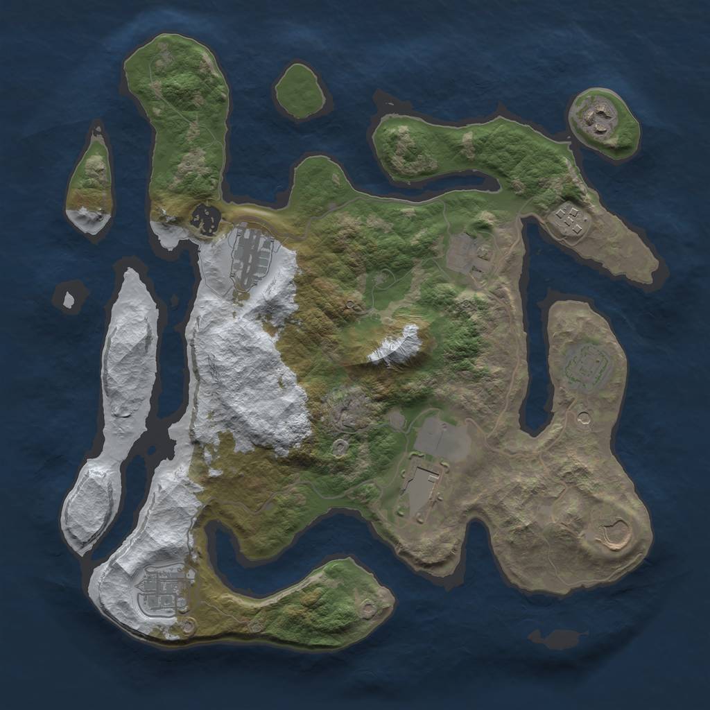 Rust Map: Barren, Size: 3500, Seed: 3427874, 12 Monuments