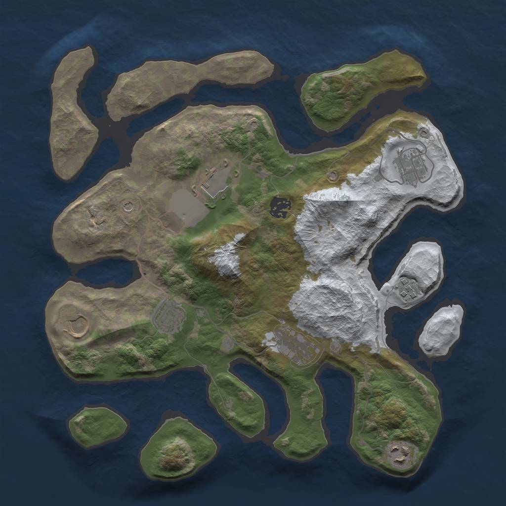 Rust Map: Barren, Size: 3500, Seed: 1399455, 11 Monuments
