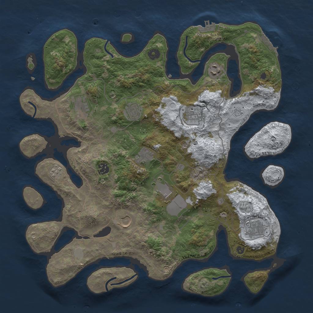 Rust Map: Procedural Map, Size: 4000, Seed: 3260678, 19 Monuments