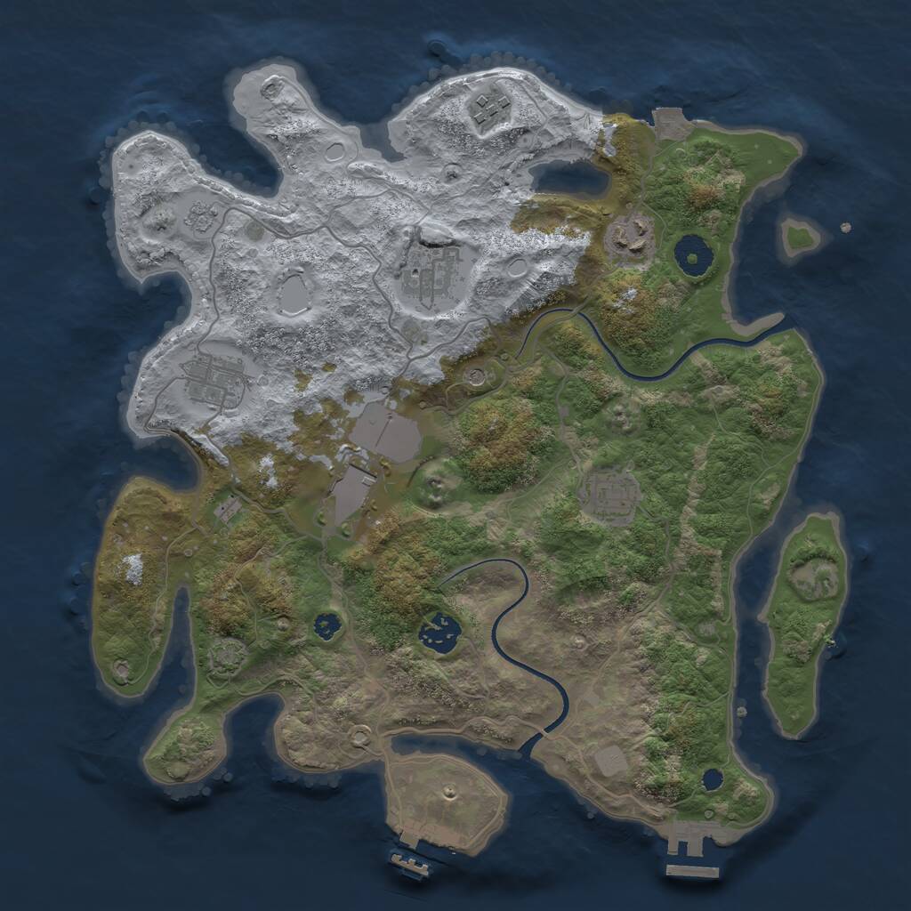 Rust Map: Procedural Map, Size: 3500, Seed: 2924545, 13 Monuments