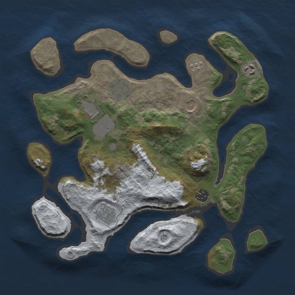 Rust Map: Barren, Size: 3500, Seed: 5902747, 10 Monuments