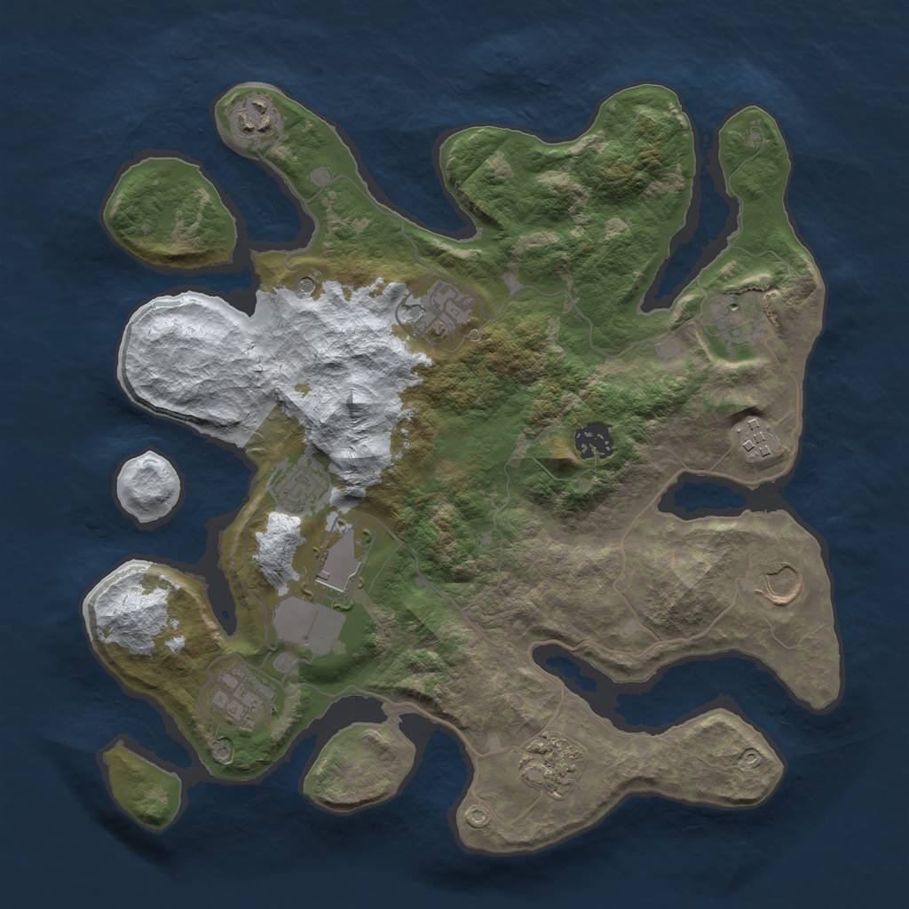 Rust Map: Barren, Size: 3500, Seed: 4904387, 13 Monuments