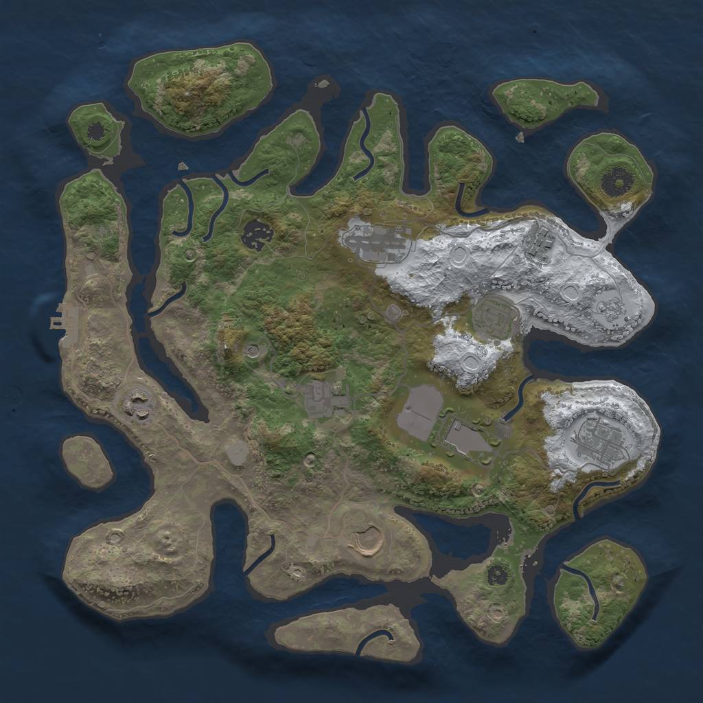 Rust Map: Procedural Map, Size: 3500, Seed: 395393, 17 Monuments