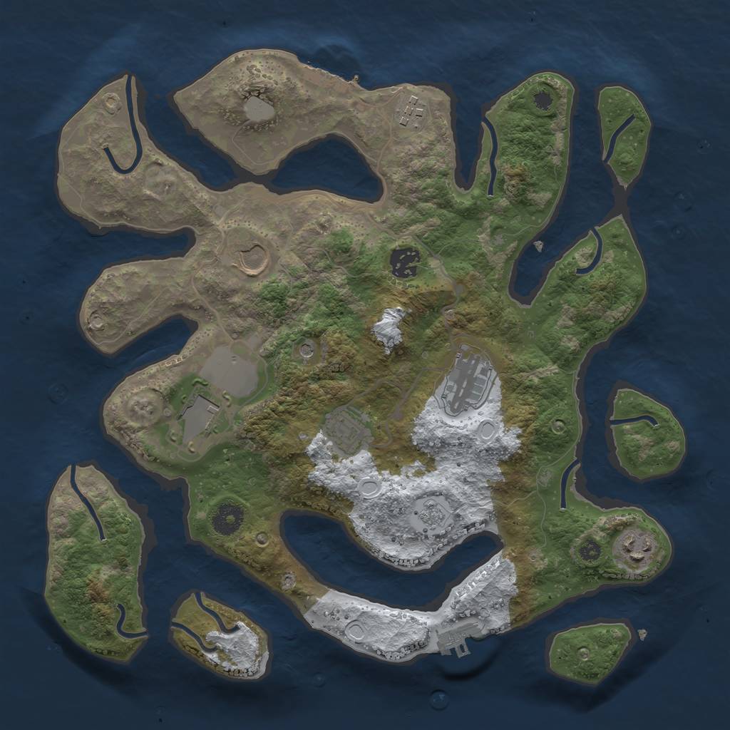 Rust Map: Procedural Map, Size: 3500, Seed: 3740299, 16 Monuments