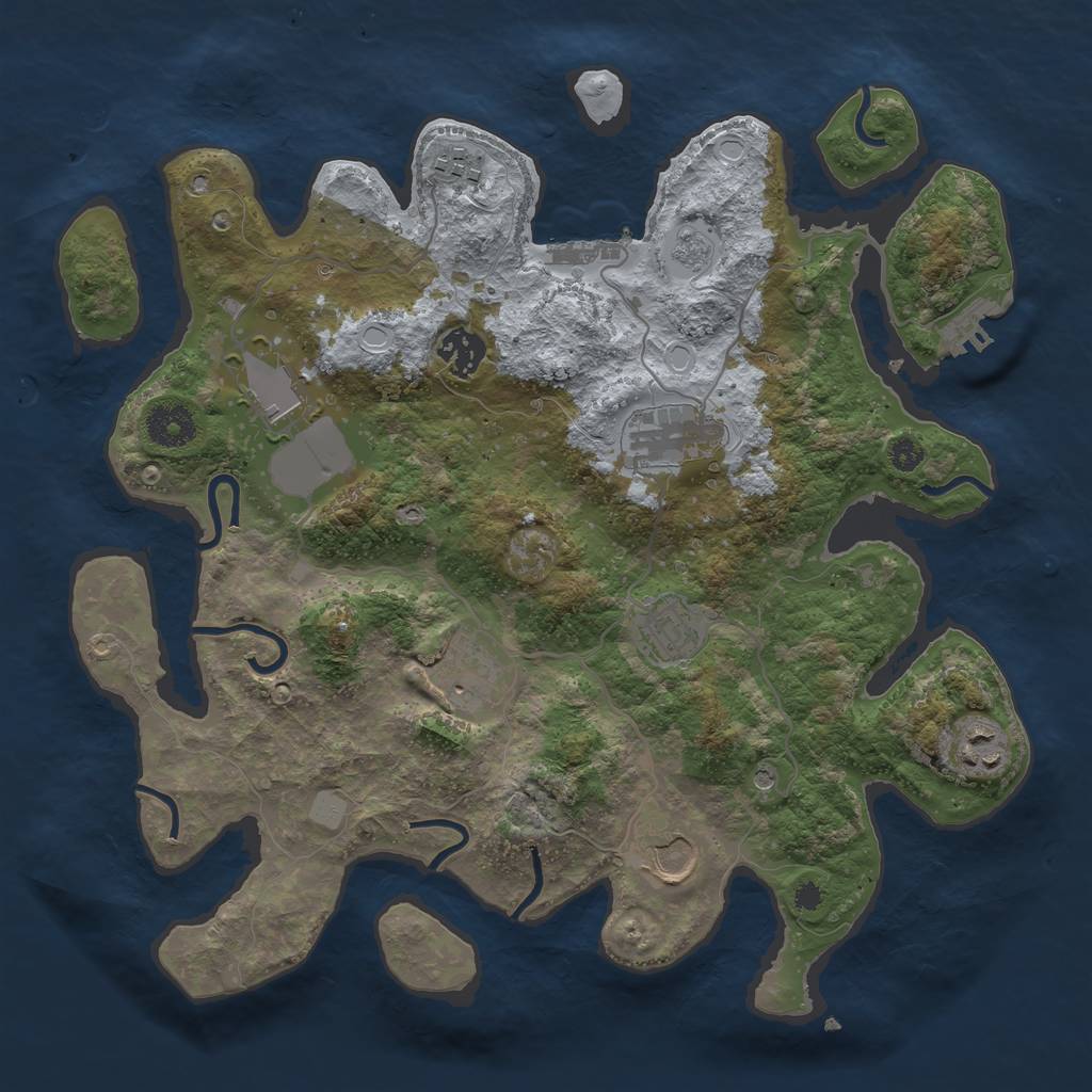 Rust Map: Procedural Map, Size: 3500, Seed: 6044485, 17 Monuments
