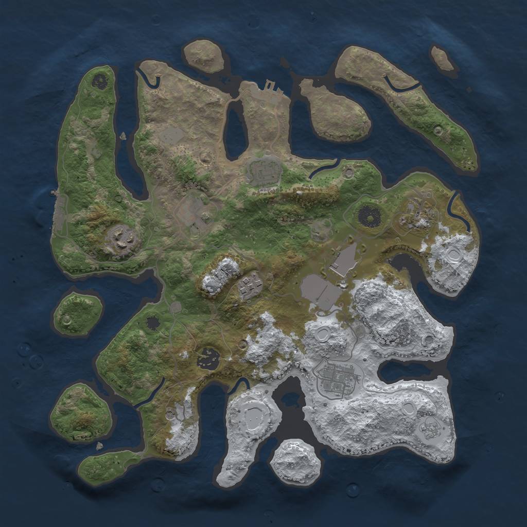 Rust Map: Procedural Map, Size: 3500, Seed: 3283699, 17 Monuments