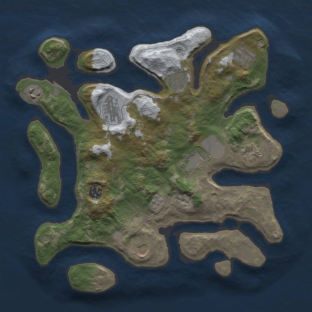 Rust Map: Barren, Size: 3500, Seed: 5013714, 12 Monuments