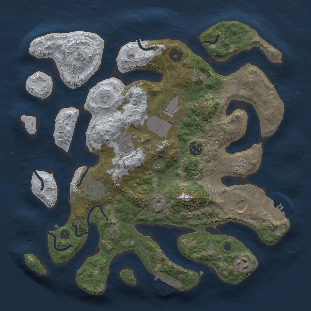 Rust Map: Procedural Map, Size: 3500, Seed: 5000501, 16 Monuments