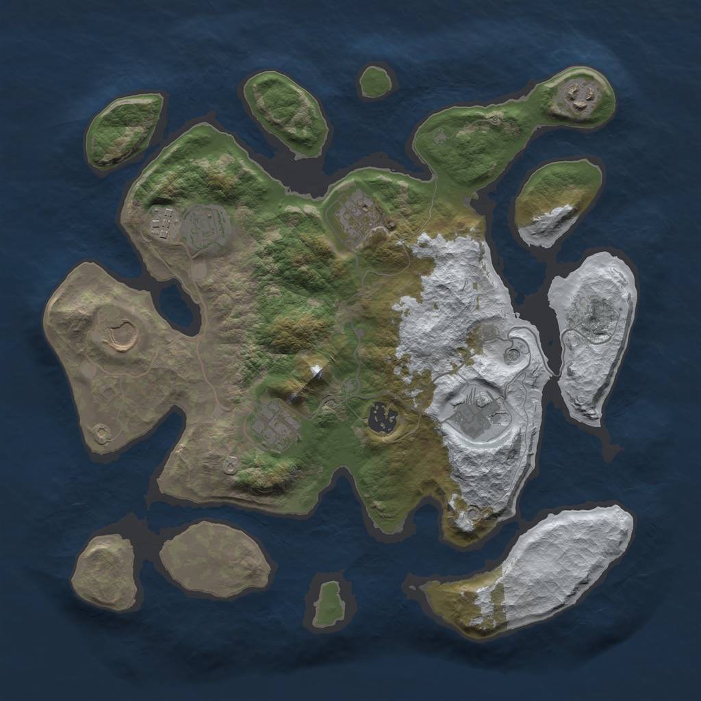 Rust Map: Barren, Size: 3500, Seed: 2335868, 11 Monuments