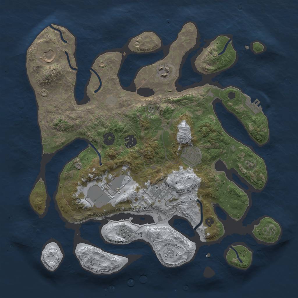 Rust Map: Procedural Map, Size: 3500, Seed: 4325561, 15 Monuments