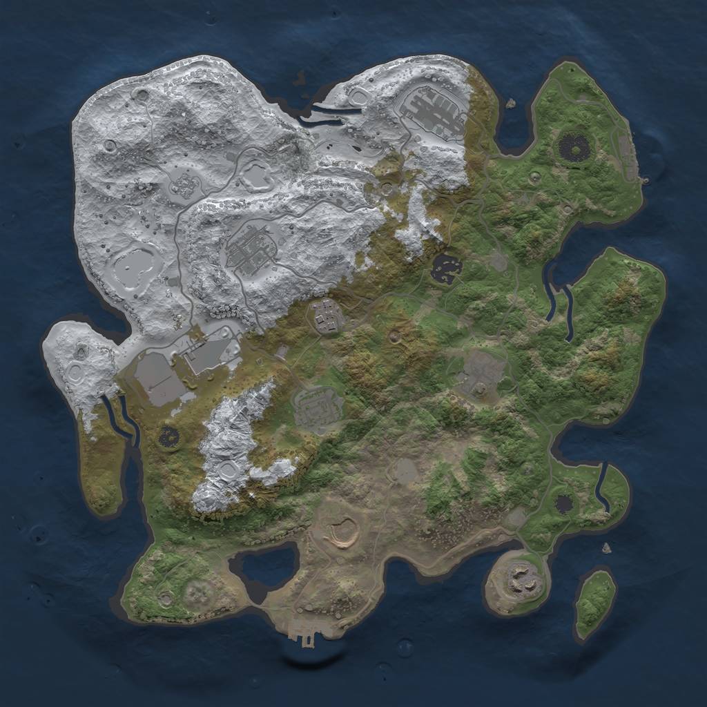 Rust Map: Procedural Map, Size: 3500, Seed: 5506893, 18 Monuments