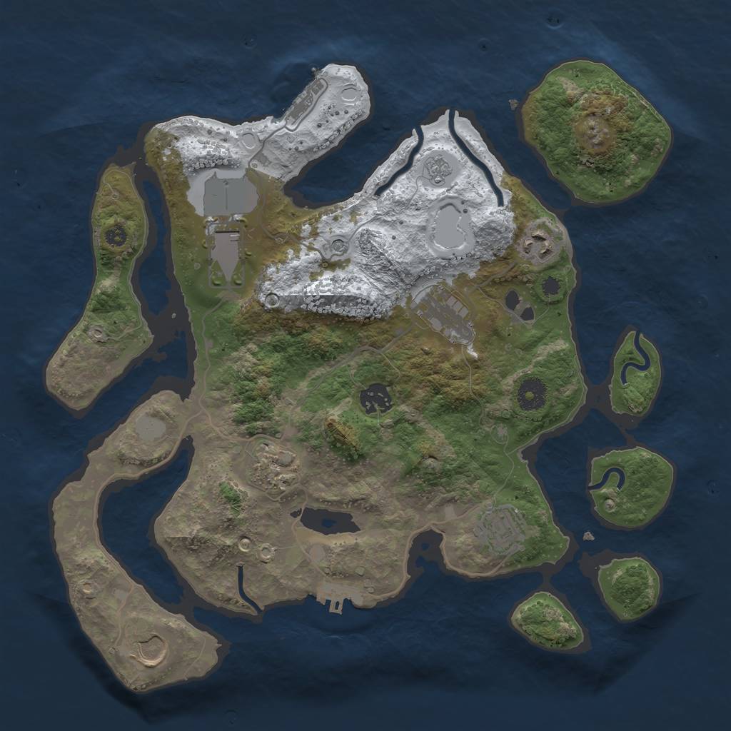 Rust Map: Procedural Map, Size: 3500, Seed: 4698240, 16 Monuments