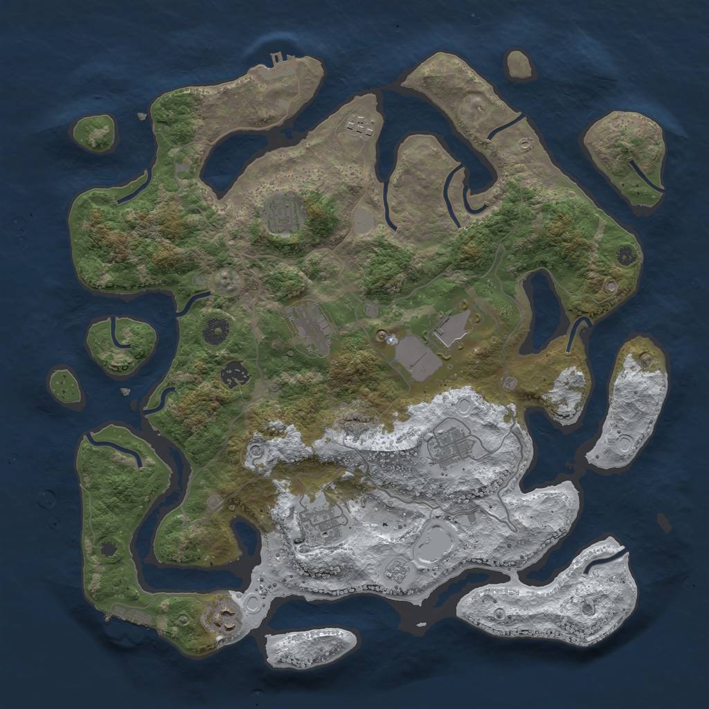 Rust Map: Procedural Map, Size: 4000, Seed: 5675645, 17 Monuments