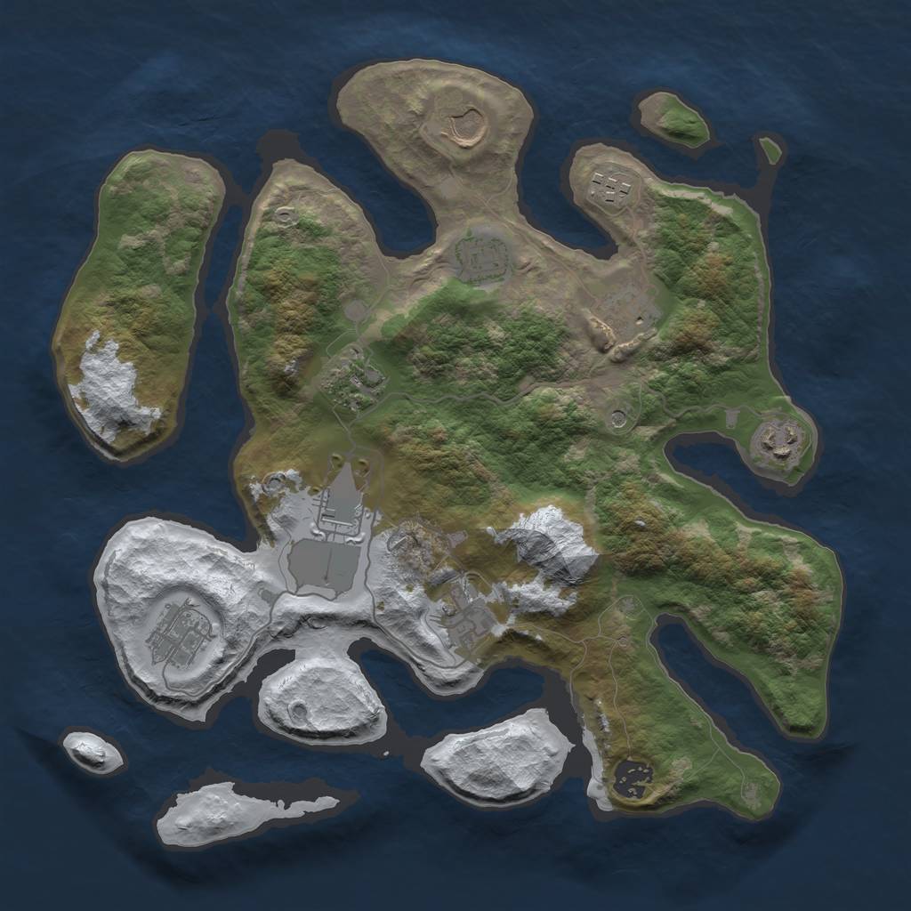 Rust Map: Barren, Size: 3500, Seed: 1398379, 13 Monuments