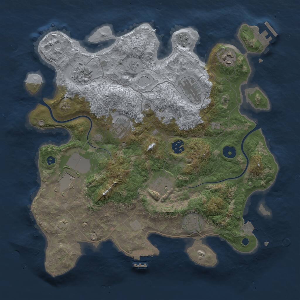 Rust Map: Procedural Map, Size: 3500, Seed: 4845, 15 Monuments