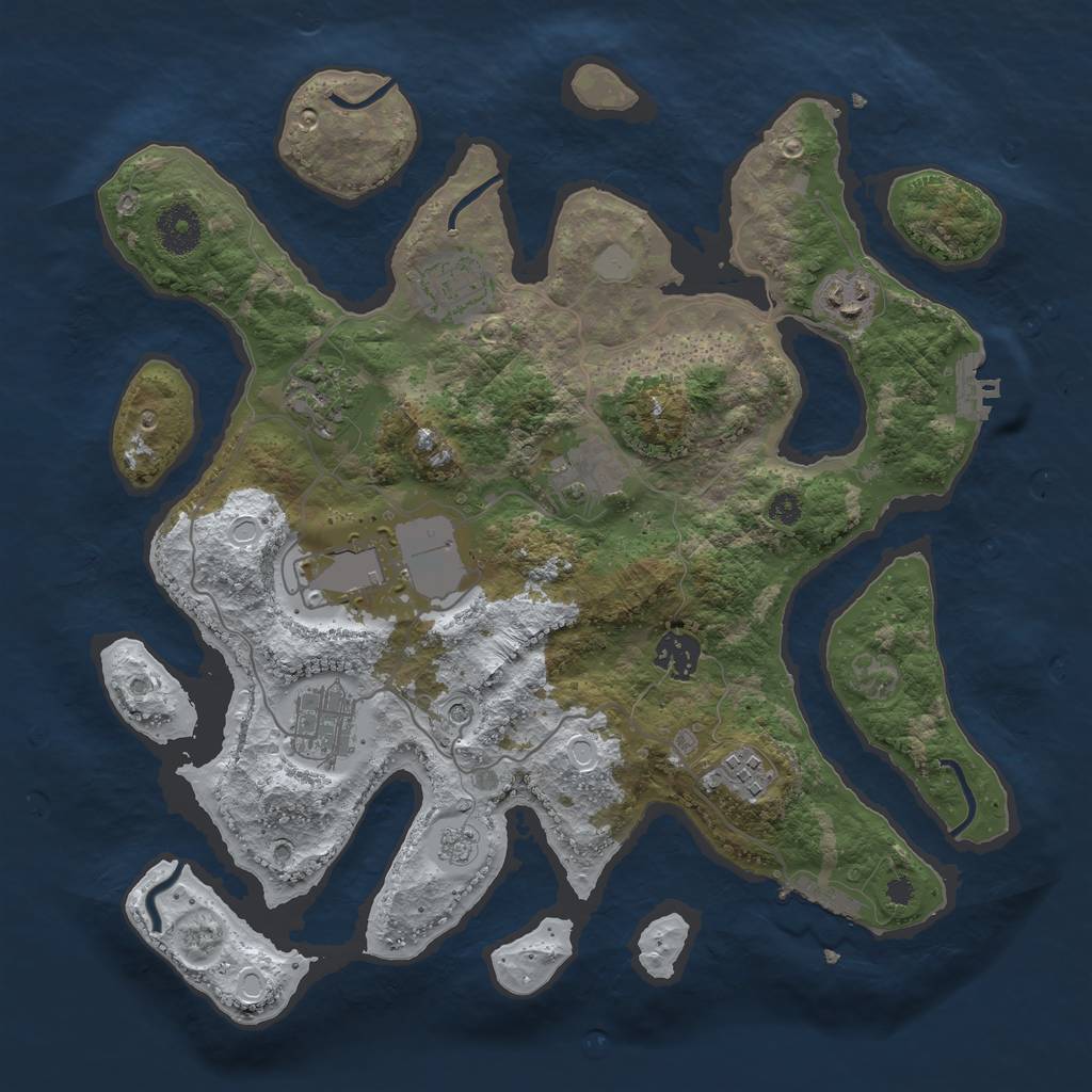 Rust Map: Procedural Map, Size: 3500, Seed: 5135231, 17 Monuments