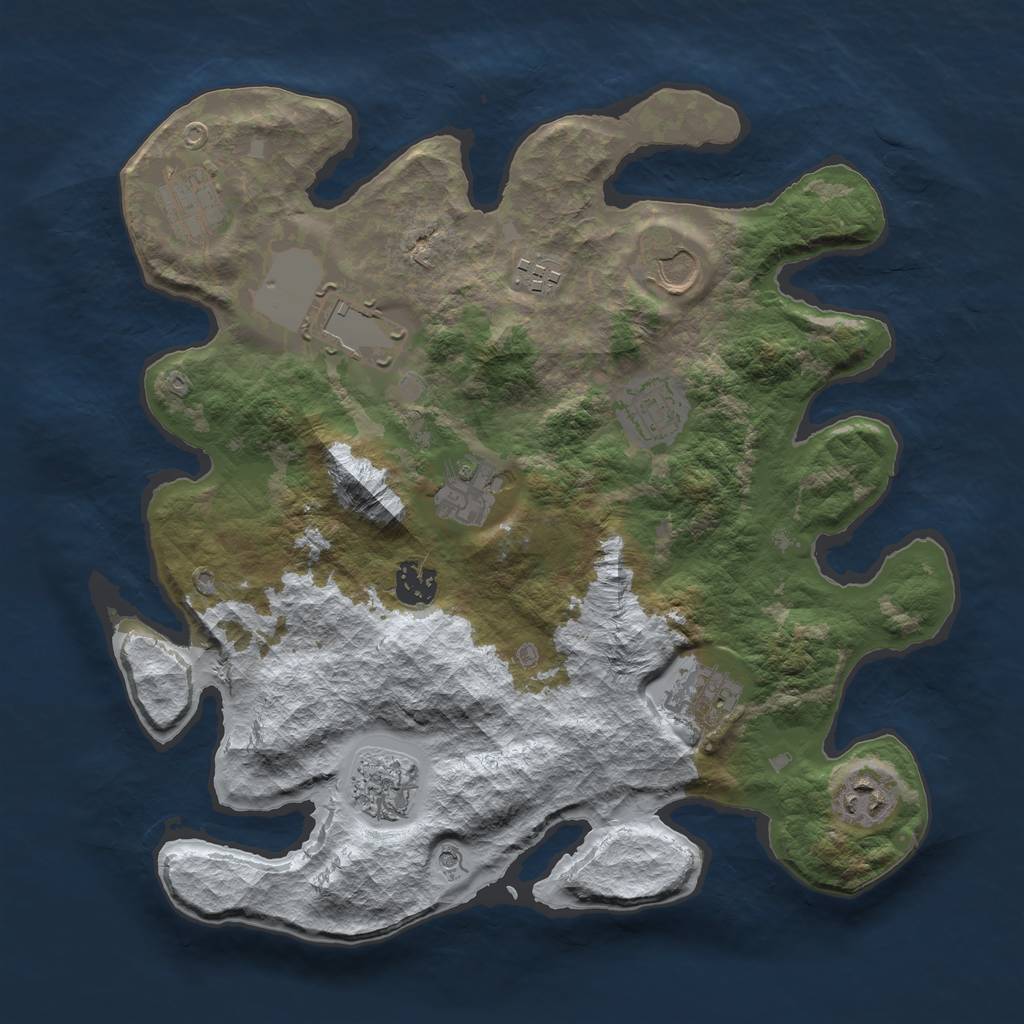 Rust Map: Barren, Size: 3500, Seed: 2904792, 13 Monuments
