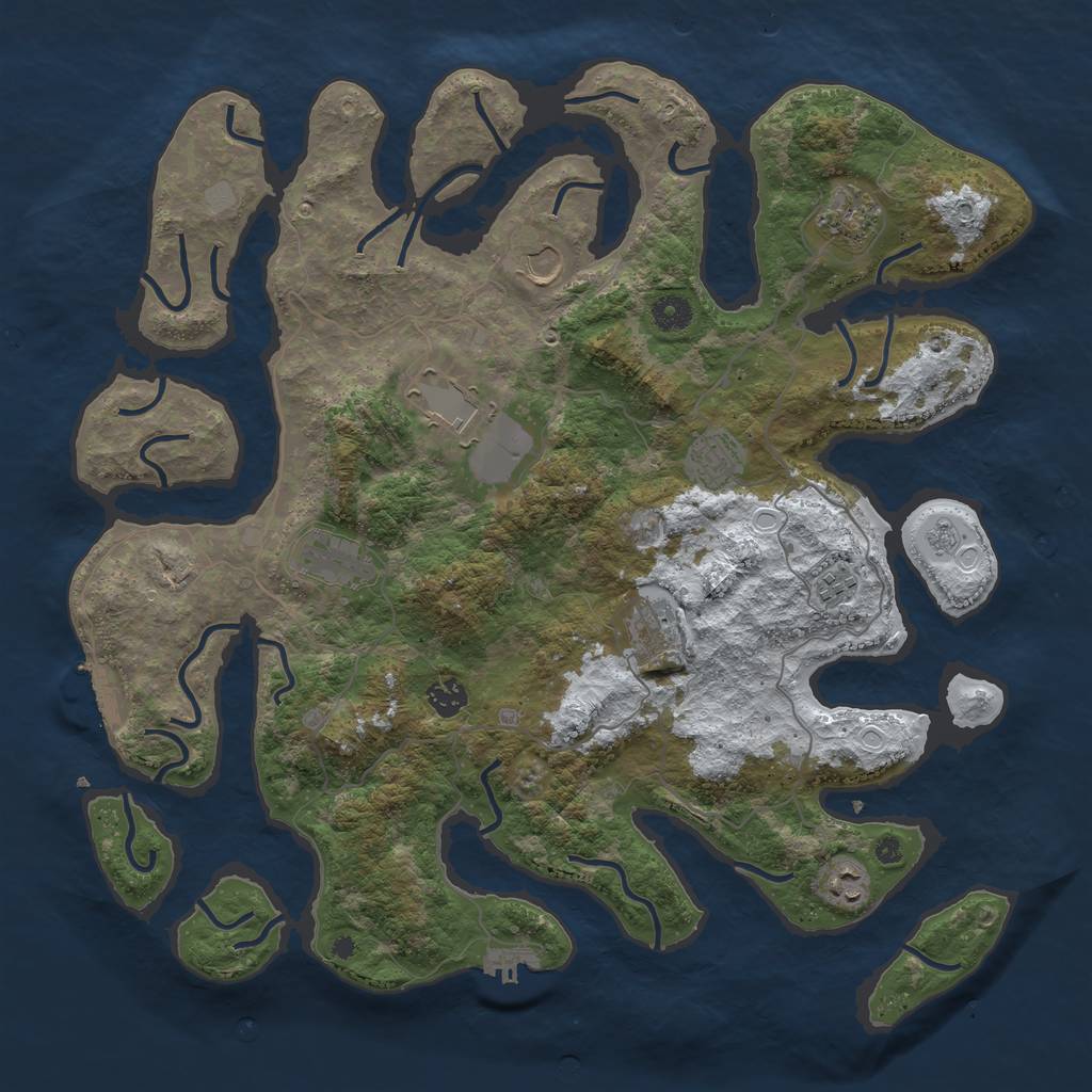 Rust Map: Procedural Map, Size: 4250, Seed: 3569016, 17 Monuments