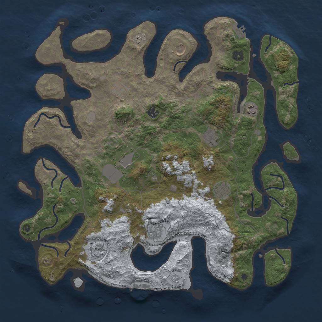 Rust Map: Procedural Map, Size: 4250, Seed: 1095386, 19 Monuments