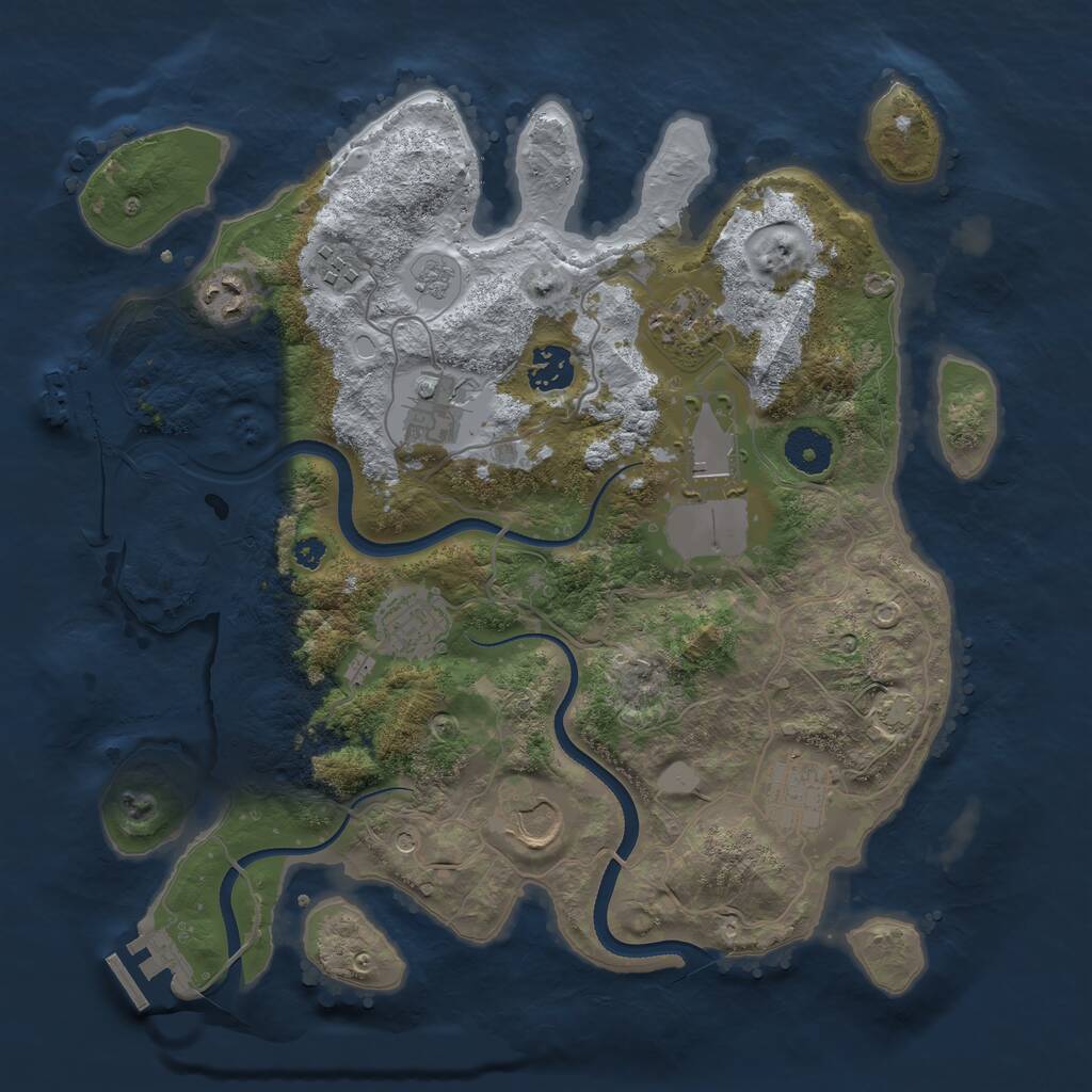 Rust Map: Procedural Map, Size: 3500, Seed: 3293956, 15 Monuments