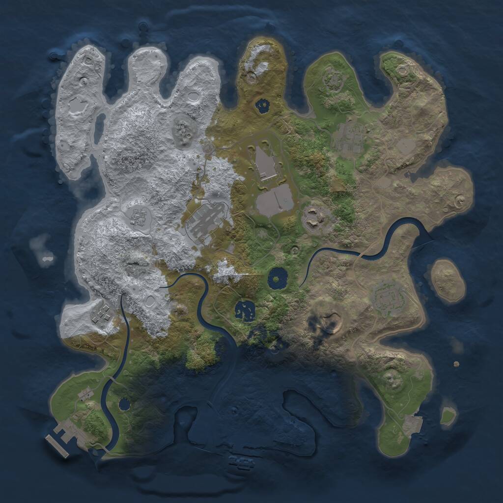 Rust Map: Procedural Map, Size: 3500, Seed: 465328, 14 Monuments