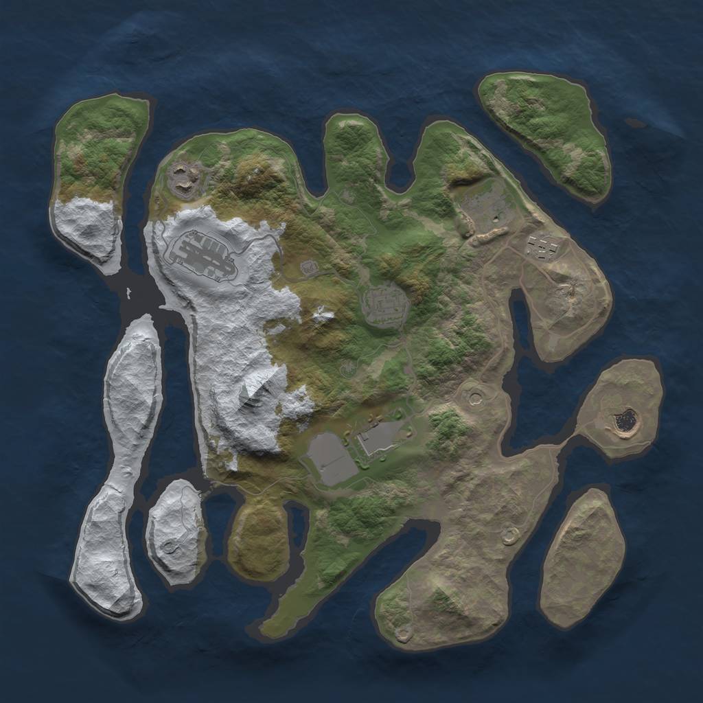 Rust Map: Barren, Size: 3500, Seed: 3062330, 10 Monuments