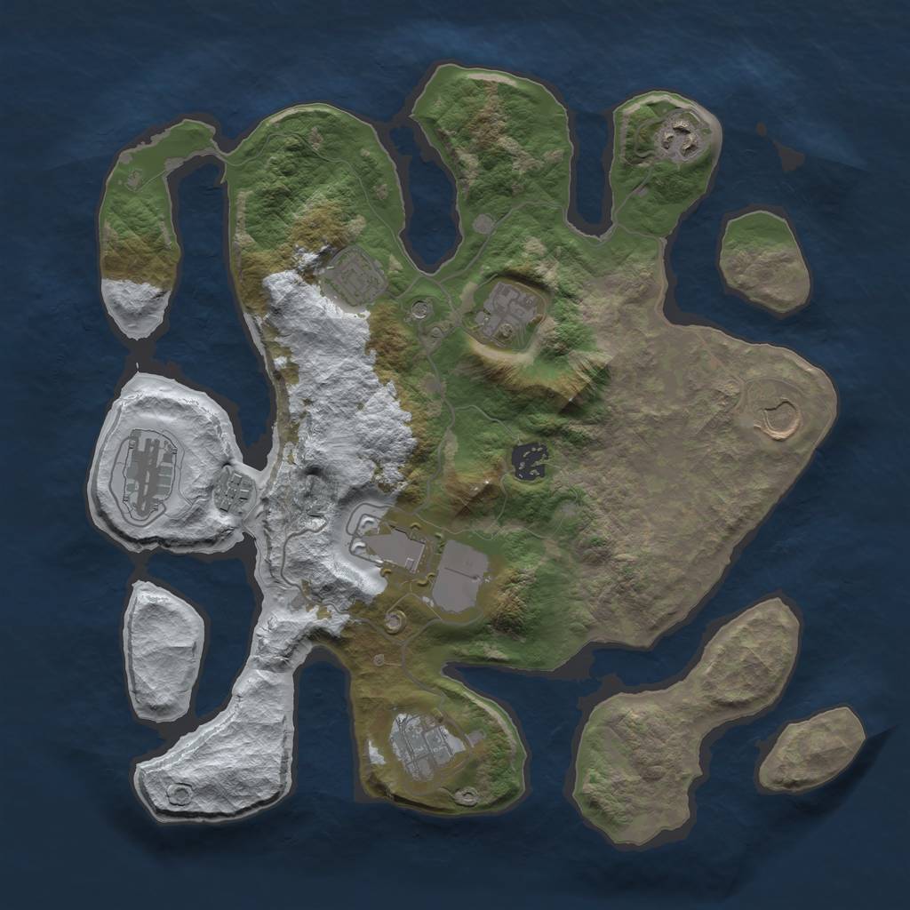 Rust Map: Barren, Size: 3500, Seed: 1665333, 12 Monuments