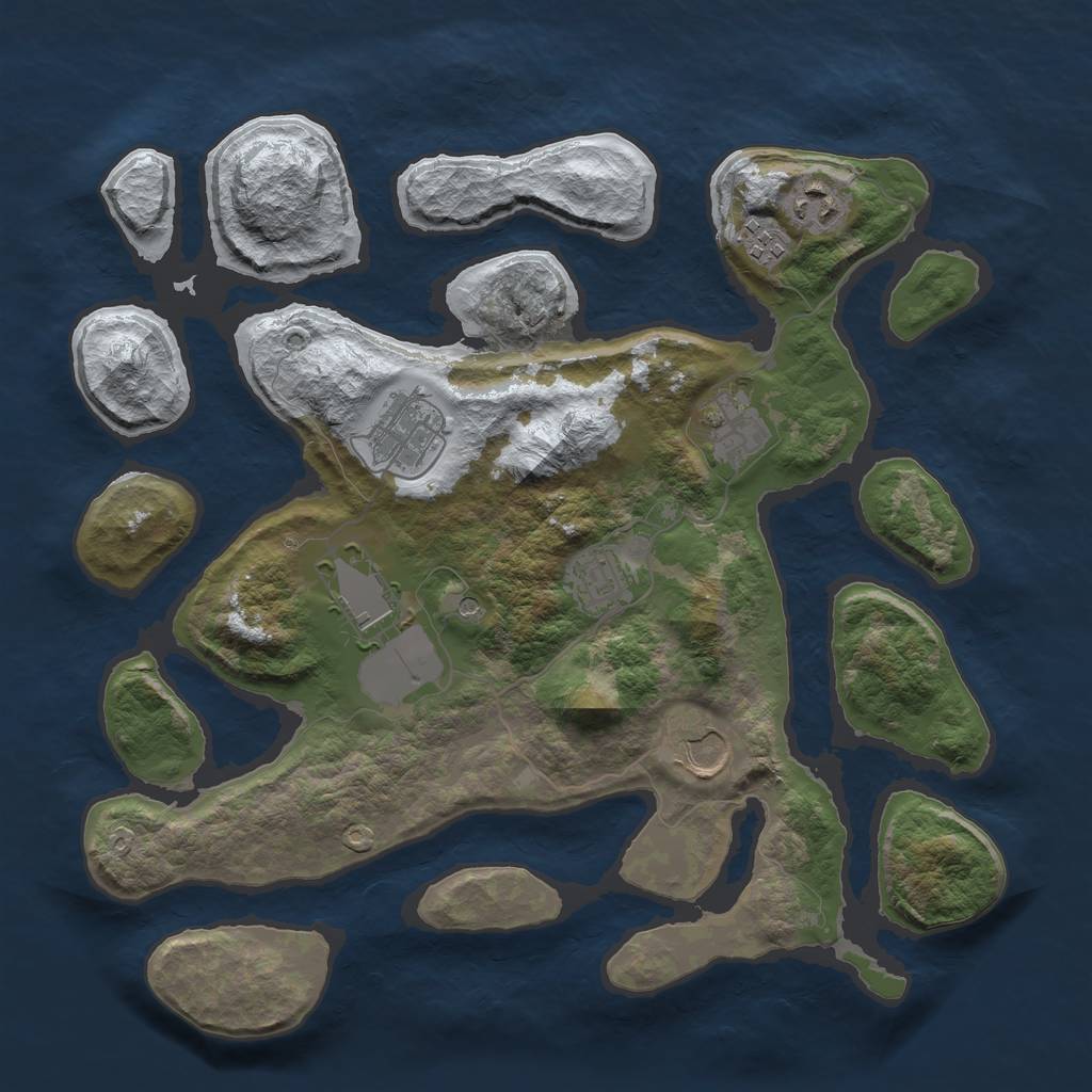 Rust Map: Barren, Size: 3500, Seed: 1609370, 10 Monuments