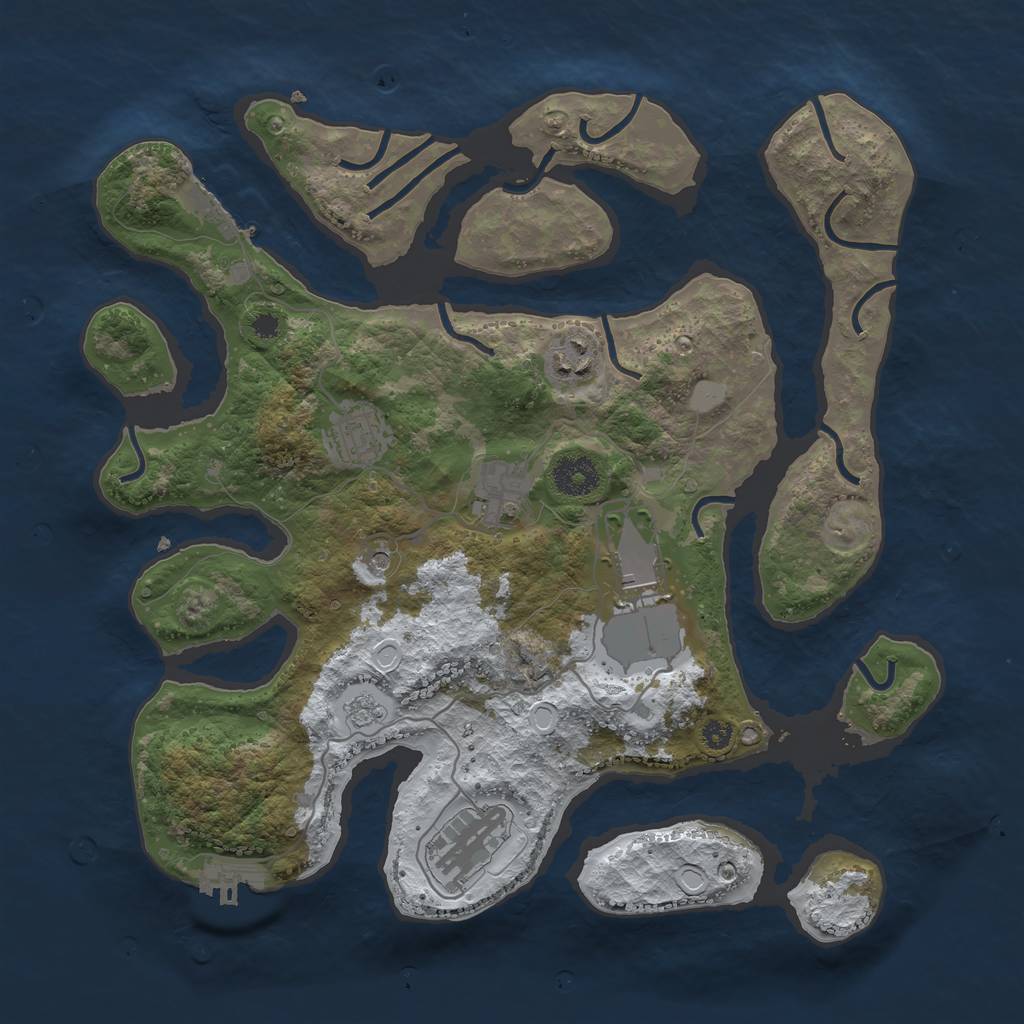 Rust Map: Procedural Map, Size: 3500, Seed: 6418031, 14 Monuments
