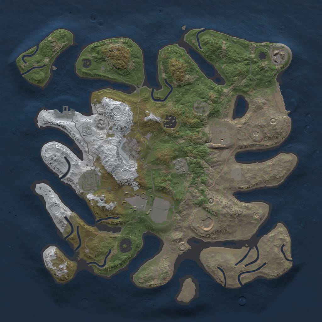 Rust Map: Procedural Map, Size: 3500, Seed: 2208057, 17 Monuments