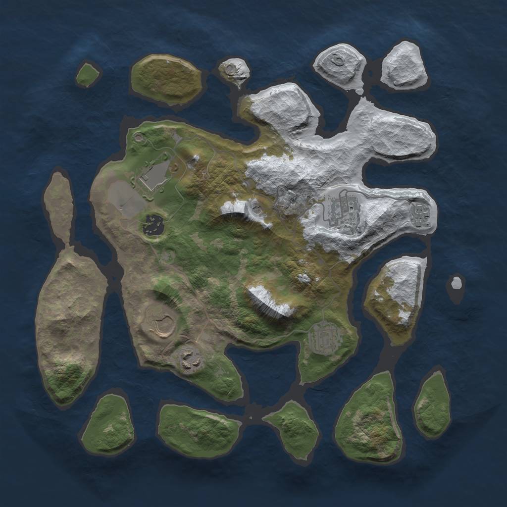 Rust Map: Barren, Size: 3500, Seed: 2182353, 10 Monuments