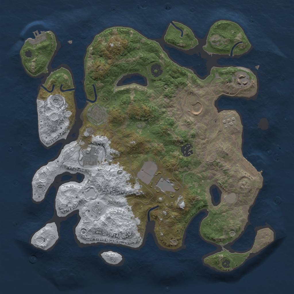 Rust Map: Procedural Map, Size: 3500, Seed: 590043, 16 Monuments