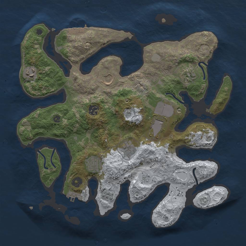 Rust Map: Procedural Map, Size: 3500, Seed: 6451251, 17 Monuments