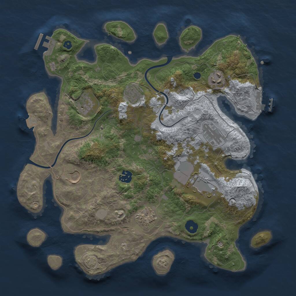 Rust Map: Procedural Map, Size: 3500, Seed: 847270, 13 Monuments