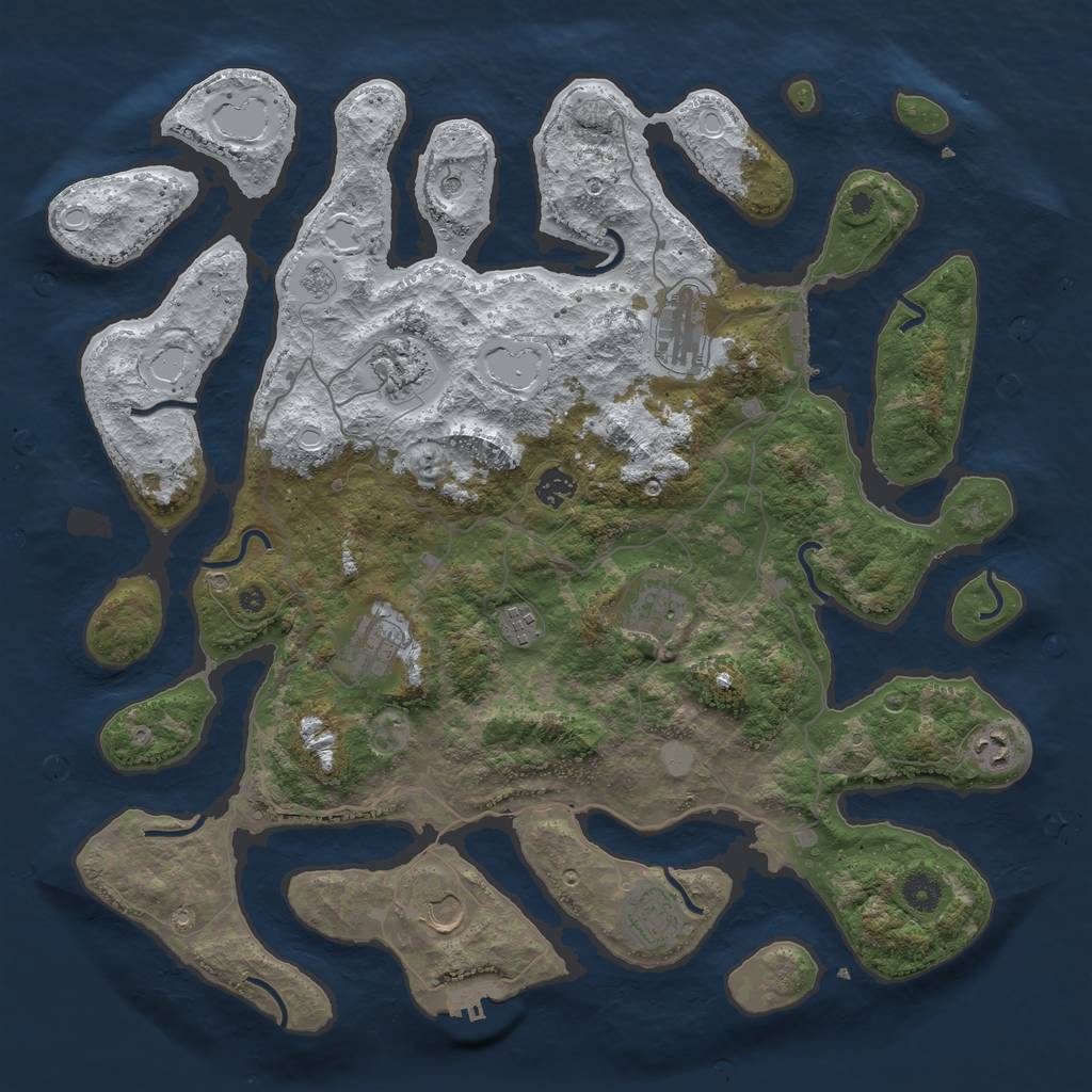 Rust Map: Procedural Map, Size: 4250, Seed: 496128, 18 Monuments