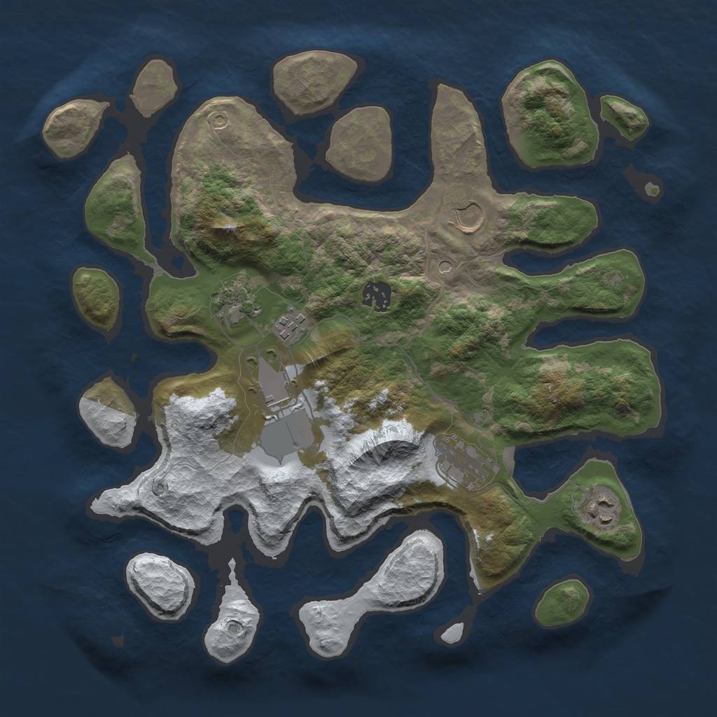 Rust Map: Barren, Size: 3500, Seed: 2211821, 10 Monuments