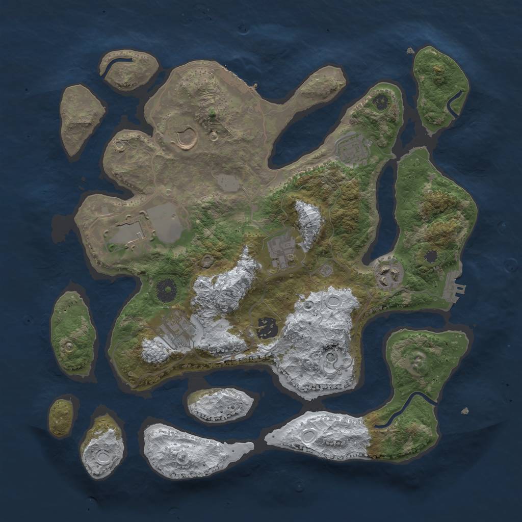 Rust Map: Procedural Map, Size: 3500, Seed: 866859, 15 Monuments
