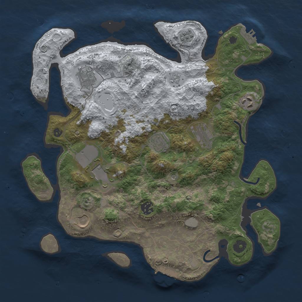 Rust Map: Procedural Map, Size: 3500, Seed: 1821250, 17 Monuments